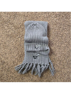Unbranded Gray KU Jayhawks Beanie and Scarf Set One Size